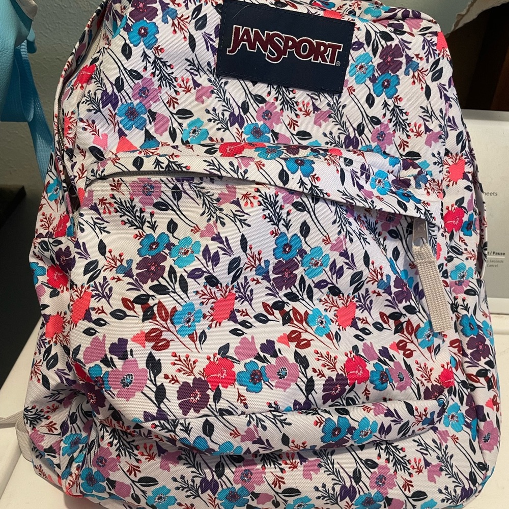 Jansport Floral Backpack - Blue and Pink